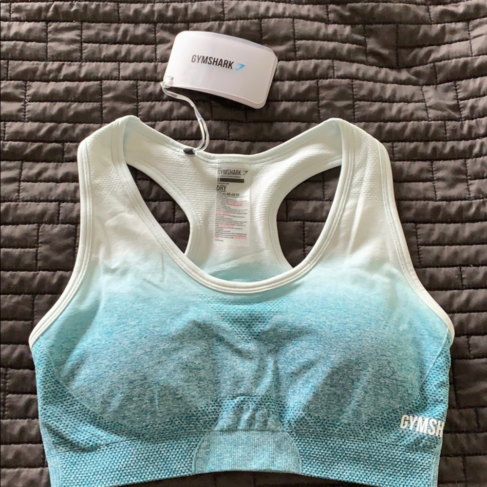 Gymshark ombré sports bra - deep teal/ice blue - S